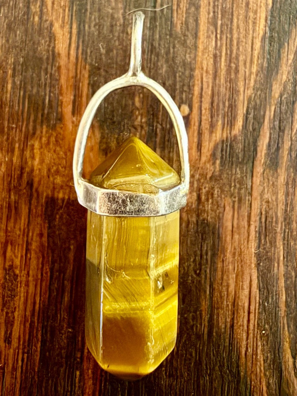 Sterling Silver Healing Tiger Eye Crystal Pendant